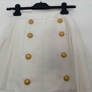 Stylish Cream Skirt with Gold Button Details